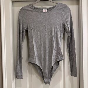Belle Du Jour Heather Gray Ribbed Bodysuit